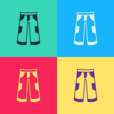 Pop Art Pants simgesi renk arkaplanında izole edildi. Pantolon imzası. Vektör