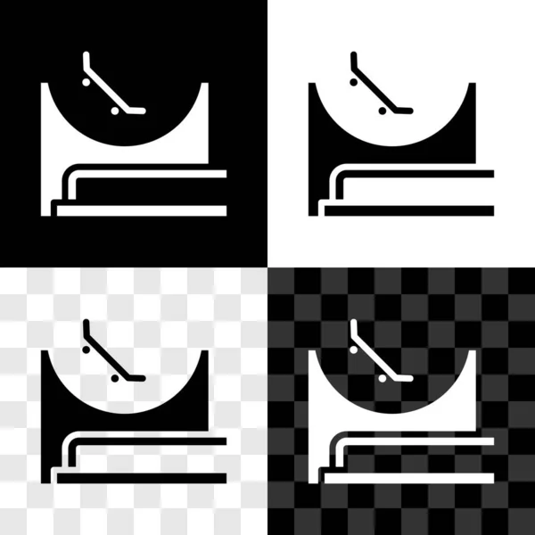 Set Skatepark-Symbol isoliert auf schwarz-weißem, transparentem Hintergrund. Set aus Rampe, Rolle, Treppe für einen Skatepark. Extremsport. Vektor — Stockvektor