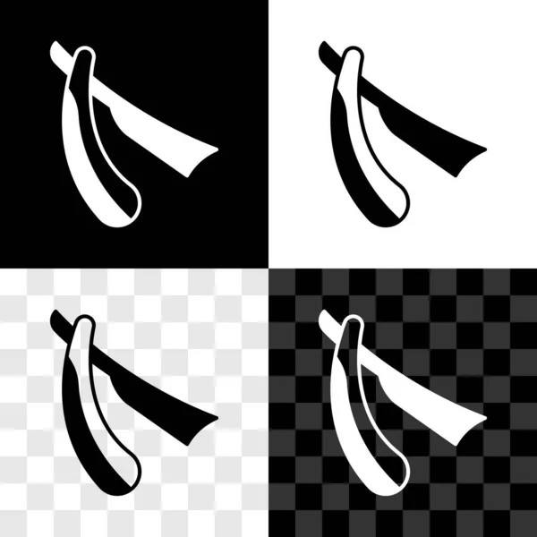 Set Straight icona rasoio isolato su sfondo bianco e nero, trasparente. Simbolo del barbiere. Vettore — Vettoriale Stock