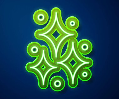 Parlayan neon hattı Firework simgesi mavi arkaplanda izole edildi. Eğlence partisi anlayışı. Patlayıcı havai fişek sembolü. Vektör