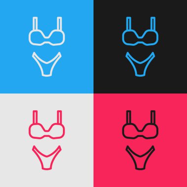 Pop sanat çizgisi Summer plaj mayo ikonu renk arkaplanda izole edilmiş. Plaj kadını modası. Vektör