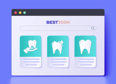 Diş beyazlatma konsepti, Diş ve Diş simgesi. Vektör