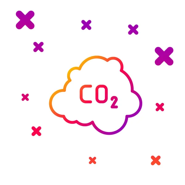 Color line CO2 emissions in cloud icon isolated on white background. Carbon dioxide formula, smog pollution concept, environment concept. Gradient random dynamic shapes. Vector — Stock Vector