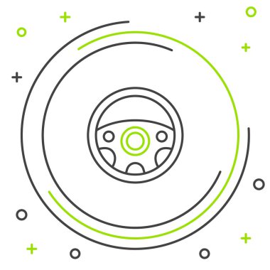 Direksiyon simgesi beyaz arkaplanda izole edildi. Araba tekeri ikonu. Renkli taslak konsepti. Vektör