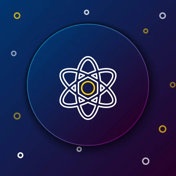Line Atom Icoon Geïsoleerd Blauwe Achtergrond Symbool Van Wetenschap Onderwijs — Stockvector