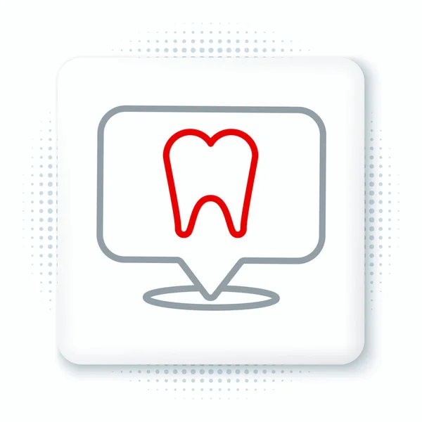 Línea Icono Ubicación Clínica Dental Aislado Sobre Fondo Blanco Concepto — Vector de stock