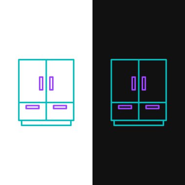 Çizgi Gardırobu simgesi beyaz ve siyah arkaplanda izole edildi. Renkli taslak konsepti. Vektör