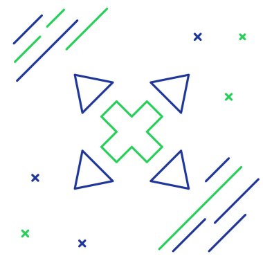 Beyaz arkaplanda birçok yönlü ok simgesi izole edildi. Renkli taslak konsepti. Vektör