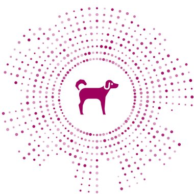 Mor Köpek simgesi beyaz arkaplanda izole edildi. Soyut çember rastgele noktalar. Vektör.