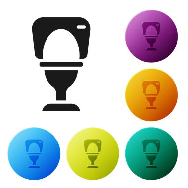 Siyah klozet ikonu beyaz arka planda izole edilmiş. Simgeleri renk daire düğmelerine ayarla. Vektör.