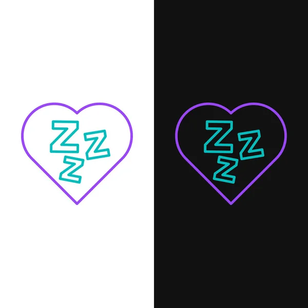 Line Icono Somnoliento Aislado Sobre Fondo Blanco Negro Sleepy Zzz — Vector de stock