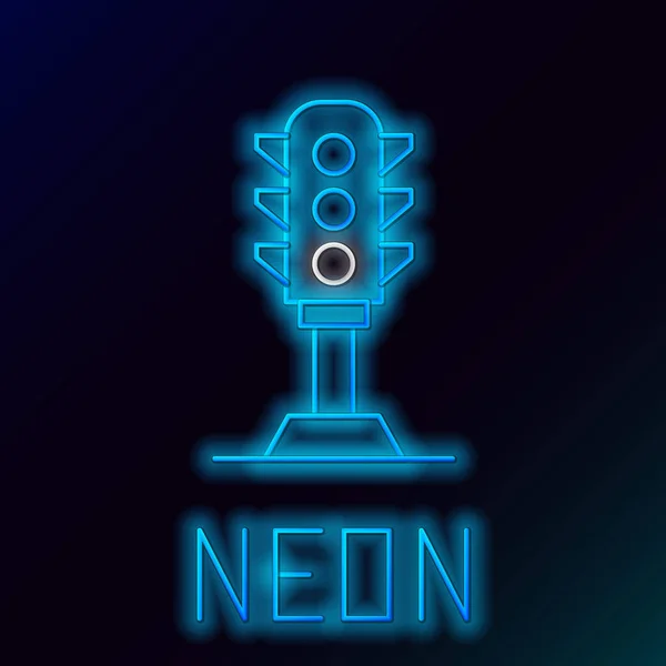 Világító Neon Vonal Forgalmi Fény Ikon Elszigetelt Fekete Háttérrel Színes — Stock Vector