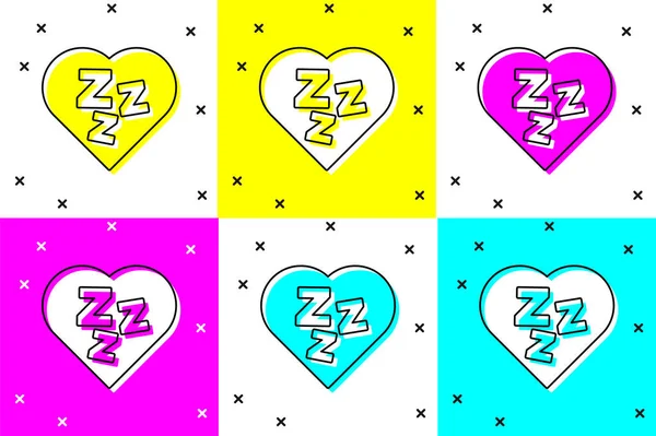 Establecer Icono Somnoliento Aislado Fondo Color Sleepy Zzz Burbuja Conversación — Vector de stock