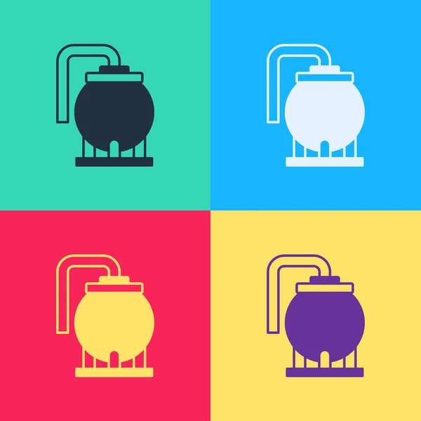 Pop Art Icono Almacenamiento Del Tanque Aceite Aislado Fondo Color — Vector de stock