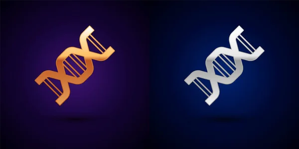 Gold Silver Dna Symbol Icon Isolated Black Background Vector — Stock Vector