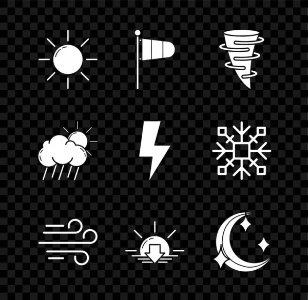 Sole Tramontante Meteorologia Del Cono Palette Eoliche Tornado Vento Tramonto — Vettoriale Stock