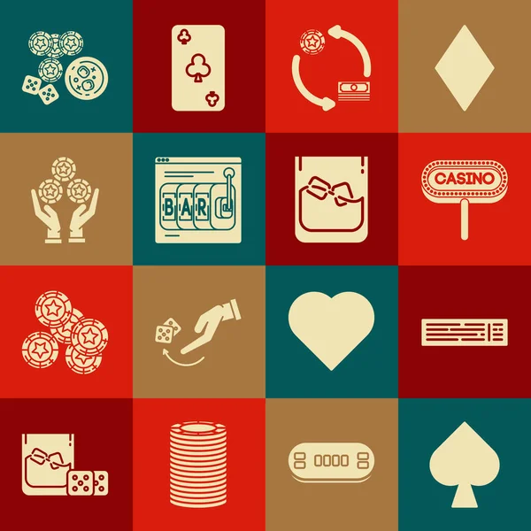 Set Spela Kort Med Spader Symbol Kasino Skylt Marker Utbyte — Stock vektor