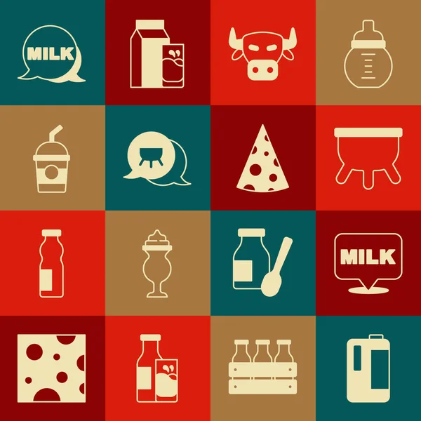 Set Susu Dalam Botol Plastik Susu Udder Kepala Sapi Susu Grafik Vektor