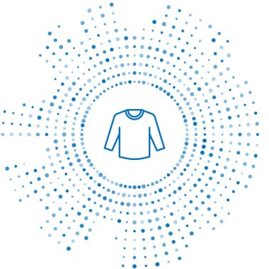 Mavi çizgi süveter simgesi beyaz arkaplanda izole edildi. Kazak ikonu. Kazak tabelası. Soyut çember rastgele noktalar. Vektör