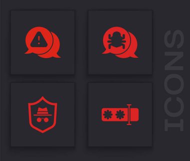 Parola korumasını, Ünlem işaretini üçgen, Sistem hatası ve Kimlik Değiştirme kipi simgesini ayarlayın. Vektör