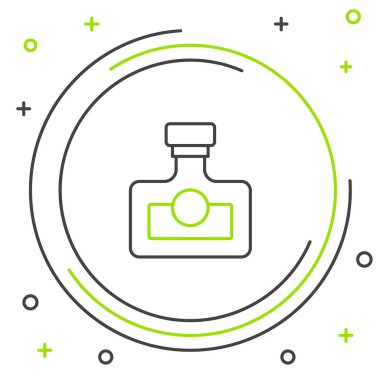 Rom şişesi simgesi beyaz arka planda izole edilmiş. Renkli taslak konsepti. Vektör