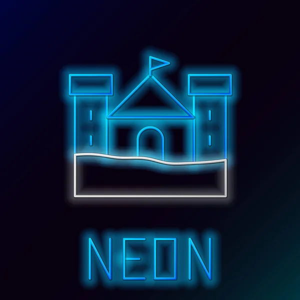 Ragyogó neon vonal Homokvár ikon elszigetelt fekete háttérrel. Színes vázlat koncepció. Vektor — Stock Vector