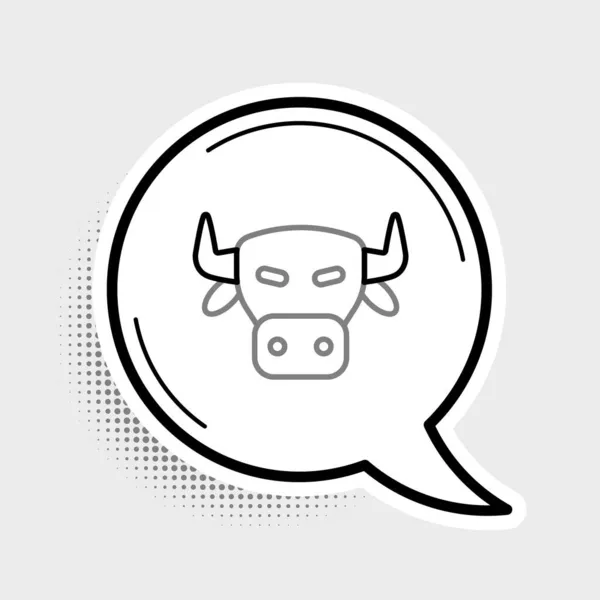 Ícone de cabeça de vaca de linha isolado no fundo cinza. Conceito de esboço colorido. Vetor —  Vetores de Stock