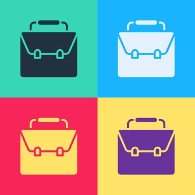 Pop Art Evrak Çantası simgesi renk arkaplanında izole edildi. İş ilanı. İş portföyü. Vektör