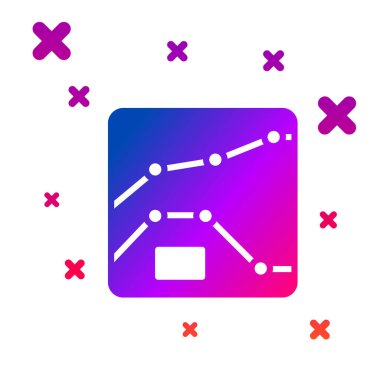 Beyaz arkaplanda renk grafiği, çizelge, diyagram, bilgi, turta grafik simgesi izole. Kademeli rastgele dinamik şekiller. Vektör