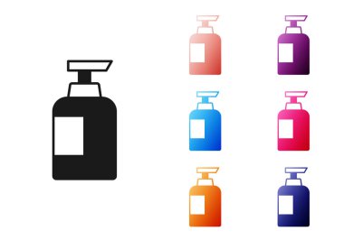 Beyaz arka planda izole edilmiş siyah şampuan ikonu. Simgeleri renklendirin. Vektör