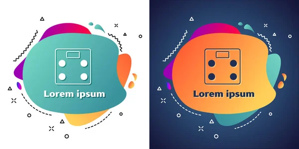 Белый Ванная комната scales значок изолирован на белом и синем фоне. Вес измерительное оборудование. Масштаб веса фитнес-спорт концепции. Абстрактный баннер жидкой формы. Вектор — стоковый вектор