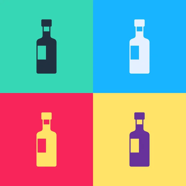 Поп-арт Значок пляшки вина ізольовано на кольоровому фоні. Векторні — стоковий вектор