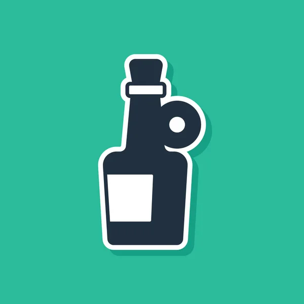 Blaues Alkoholgetränk Rum Flasche Symbol isoliert auf grünem Hintergrund. Vektor — Stockvektor