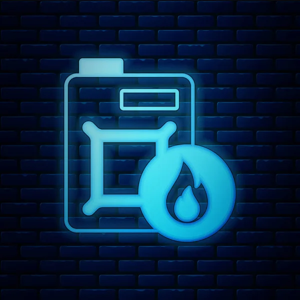Λαμπερό δοχείο νέον για μηχανή πετρελαίου εικονίδιο απομονωμένο σε φόντο τοίχο από τούβλα. Λάδι. Υπηρεσία και επισκευή αλλαγής λαδιών. Πινακίδα λαδιού μηχανής. Διάνυσμα — Διανυσματικό Αρχείο