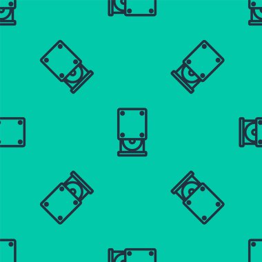 Mavi çizgi Optik disk sürücüsü simgesi yeşil arka planda izole edilmiş kusursuz desen. Veri diski okumak ve yazmak için CD DVD dizüstü bilgisayarı çekmecesi. Vektör