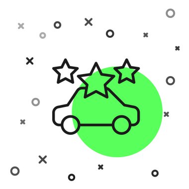 Siyah çizgi araba paylaşım simgesi beyaz arkaplanda izole edildi. Araba paylaşım tabelası. Nakliye hizmeti konsepti. Vektör