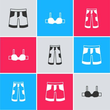 Kısa pantolon, sutyen ve pantolon ikonu. Vektör
