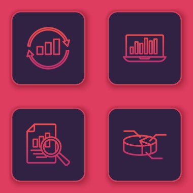 Satır grafiği bilgisini, belgeyi, dizüstü bilgisayarı ve turtayı ayarla. Mavi kare düğme. Vektör