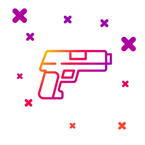 Línea de color Pistola o pistola icono aislado sobre fondo blanco. Pistola policial o militar. Arma pequeña. Gradiente formas dinámicas aleatorias. Vector — Archivo Imágenes Vectoriales