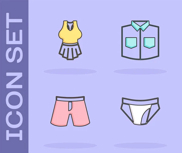 Set Hombre calzoncillos, Camiseta, Corto o y Camisa icono. Vector — Vector de stock