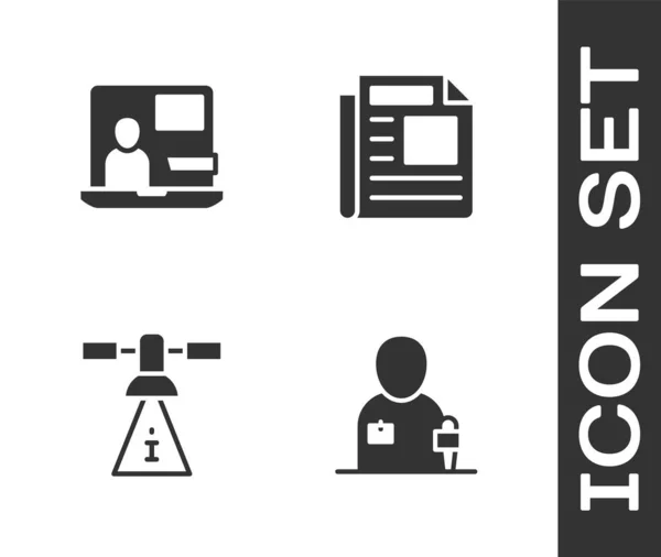 ジャーナリストのニュース、世界、衛星およびニュースのアイコンをセットしなさい。ベクトル — ストックベクタ