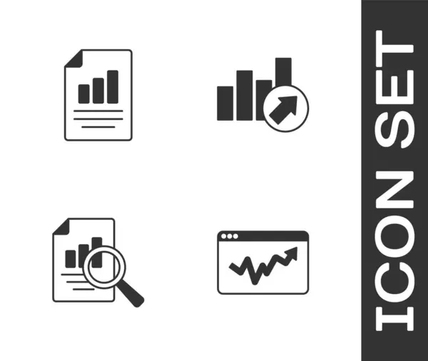 Définir graphique infographie, Document avec, et icône de croissance financière. Vecteur — Image vectorielle