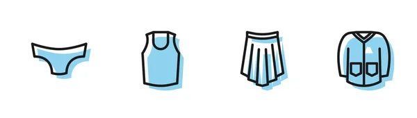 Set line Skirt, Heren onderbroek, Ondershirt en Sweater icoon. Vector — Stockvector