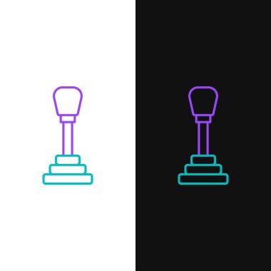 Çizgi Dişli şekil değiştiren simgesi beyaz ve siyah arkaplanda izole edildi. Elle iletim simgesi. Renkli taslak konsepti. Vektör