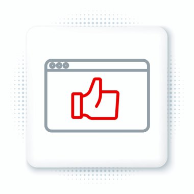 Satır Tüketici veya müşteri ürün derecelendirme simgesi beyaz arkaplanda izole edildi. Renkli taslak konsepti. Vektör