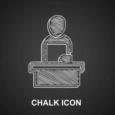 Tebeşir Haber simgesi siyah arkaplanda izole edildi. Televizyonda haberler. Haber spikeri yayın yapıyor. Kitlesel medya. Akşam haberleri. Vektör