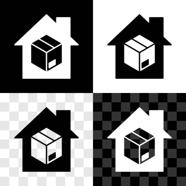 Ev servis simgesini siyah beyaz, şeffaf arkaplanda izole et. Vektör