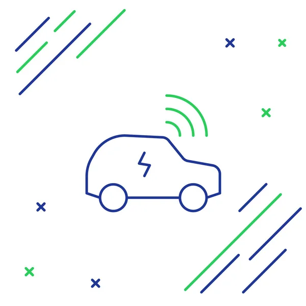Line Smart Car System Mit Drahtloser Verbindung Symbol Isoliert Auf — Stockvektor