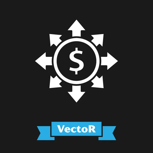Белый Доллар Доля Значок Сети Изолирован Черном Фоне Вектор — стоковый вектор