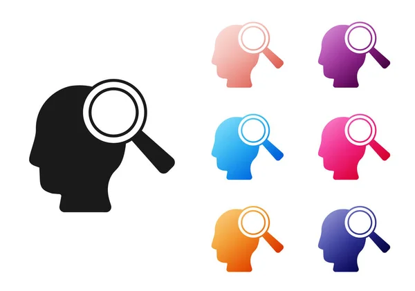 Black Magnifying Glass Search People Icon Isolated White Background Recruitment — Stock Vector